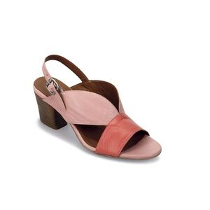 Bueno Chloe coral leather sandals Womens Size 40 buttery soft leather block heel